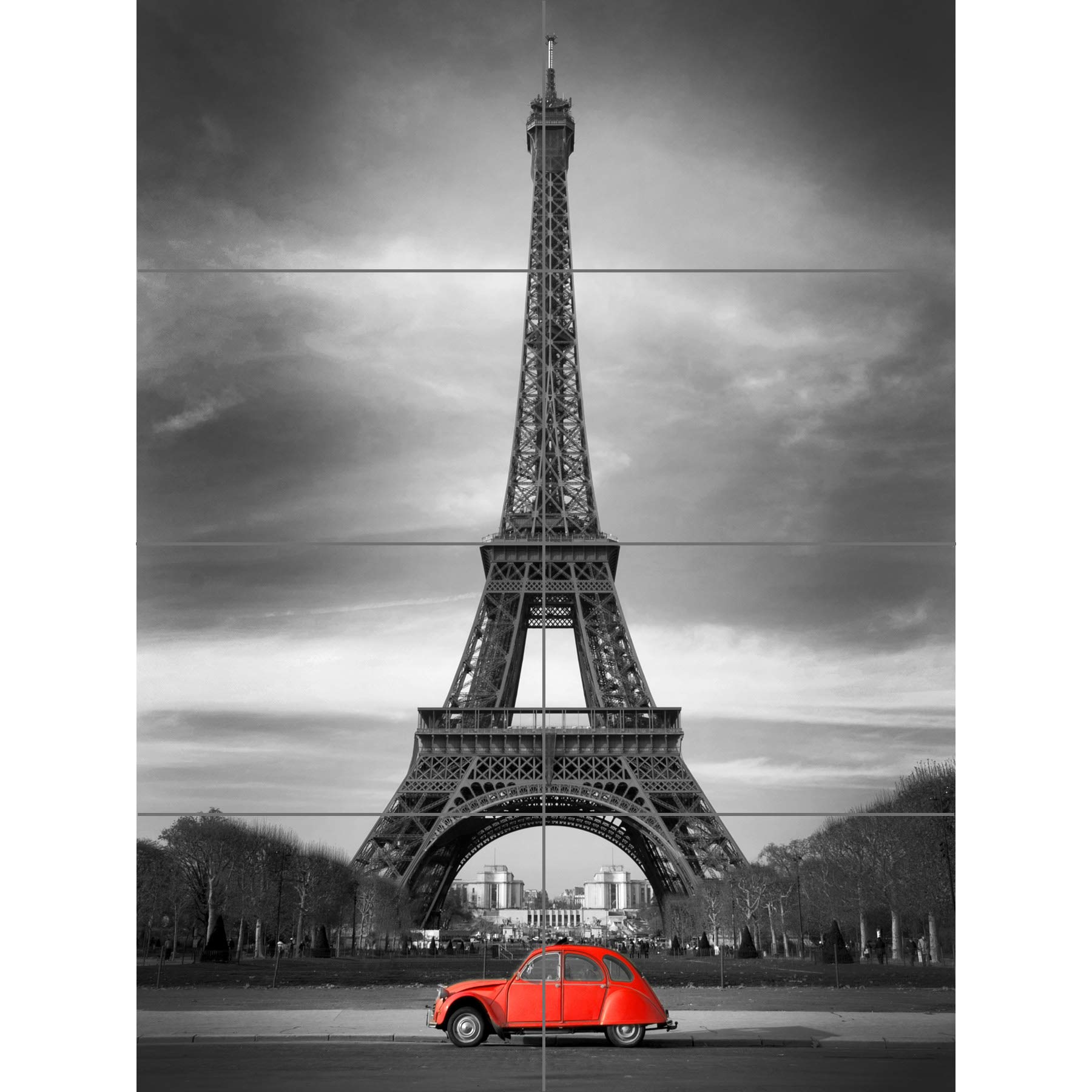 Artery8 Eiffel Tower In Paris Red Car XL Giant Panel Poster (8 Sections)