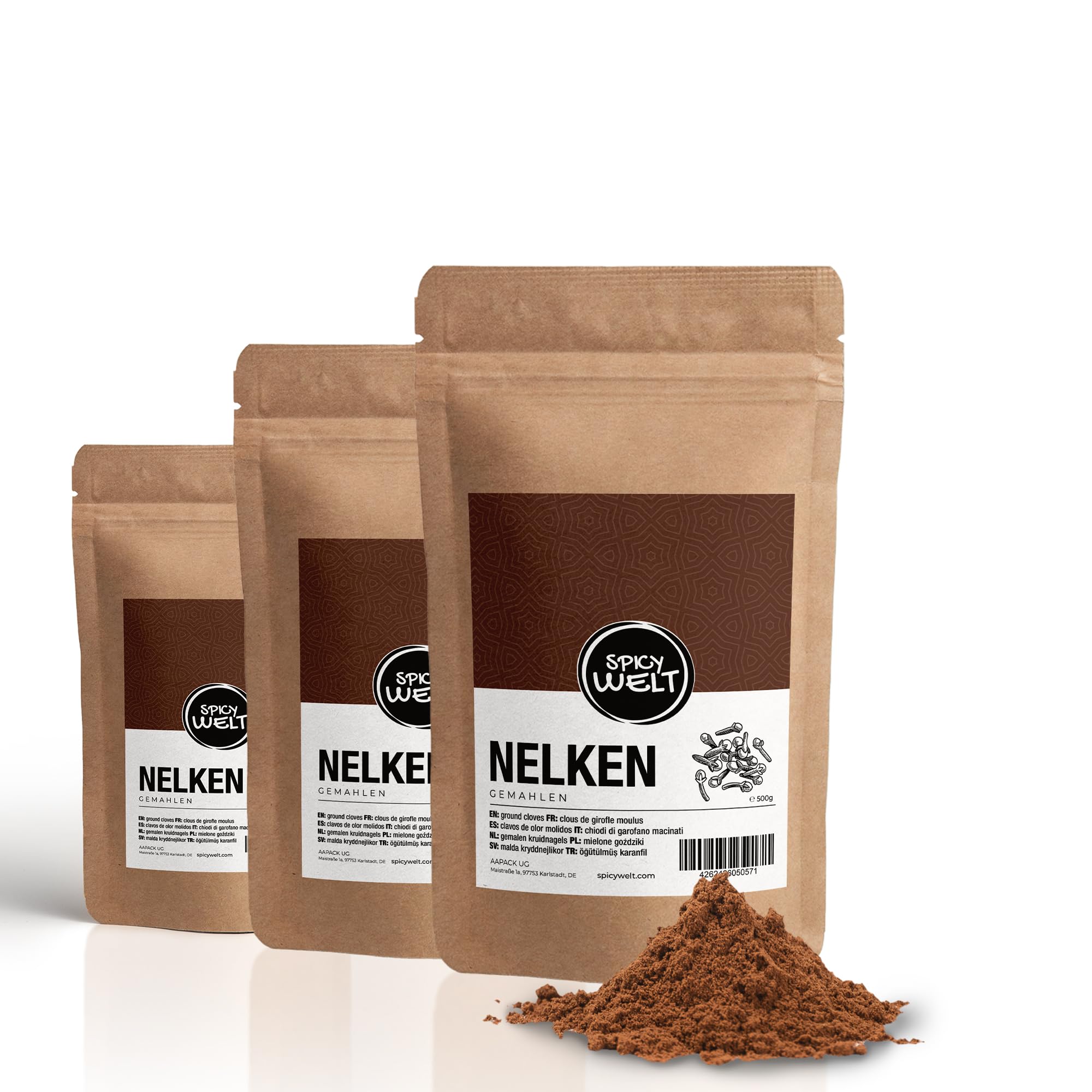 Spicy Welt Chiodi di Garofano Macinati (500g) – Polvere di Garofano per Dolci, Brodi, Tisane e Marinature | Aroma Intenso, Pungente e Balsamico | 100% Naturale, Senza Additivi
