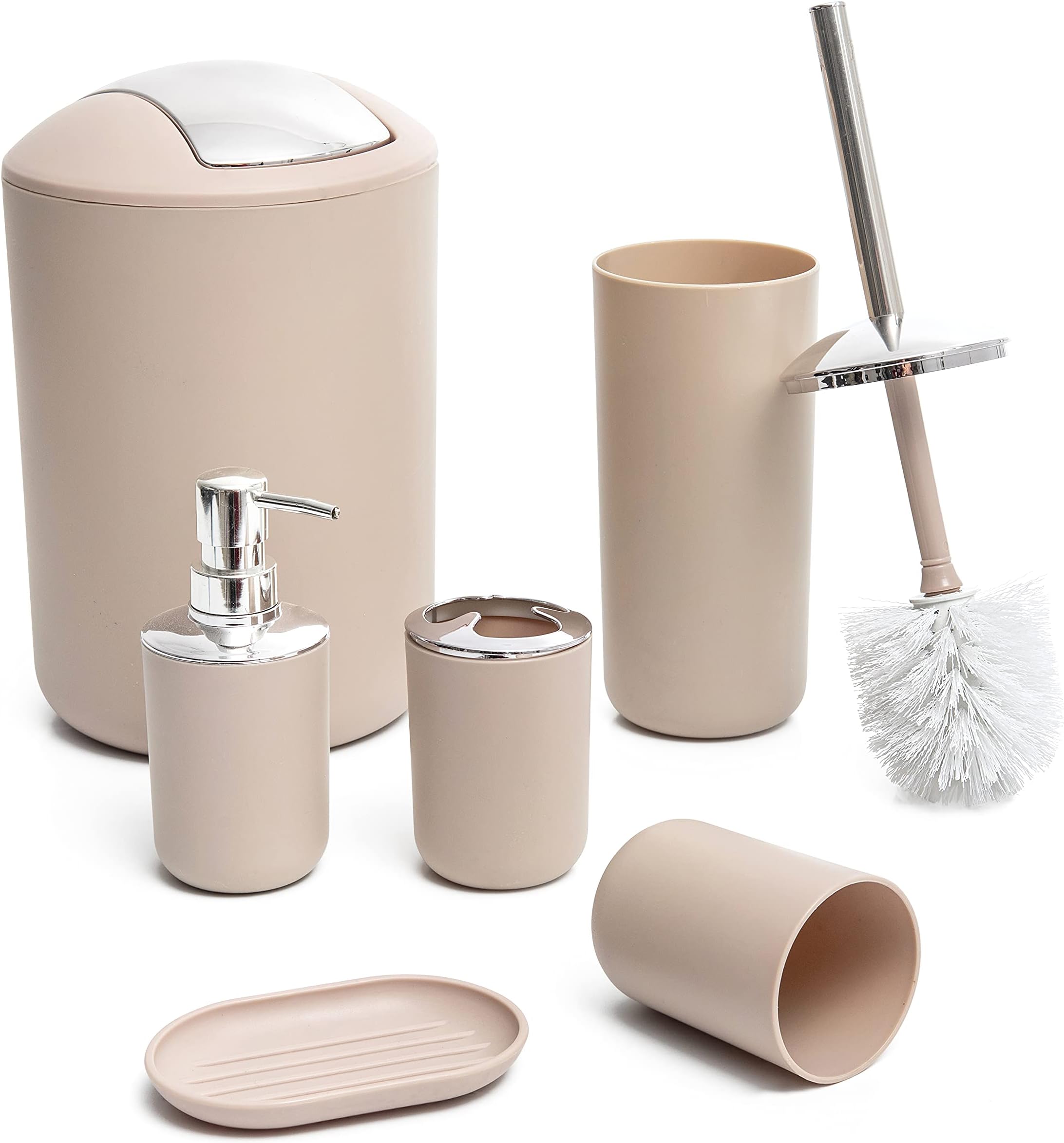Moss & Stone 6 pcs Bathroom Accessories Set, Bathroom Decor Sets Includes Soap Dispenser ...