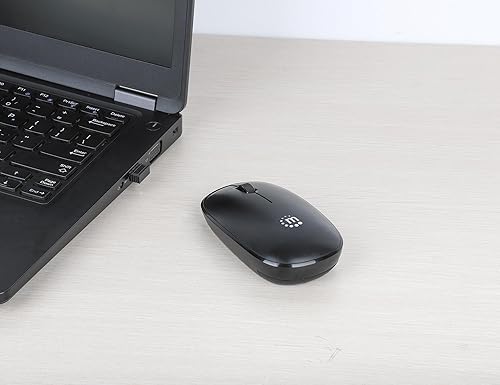Miniatura 2 de MANHATTAN Ratón inalámbrico, 2.4G con enchufe USB-A, mouse de computadora portátil delgado con receptor nano para PC, portátil, computadora,