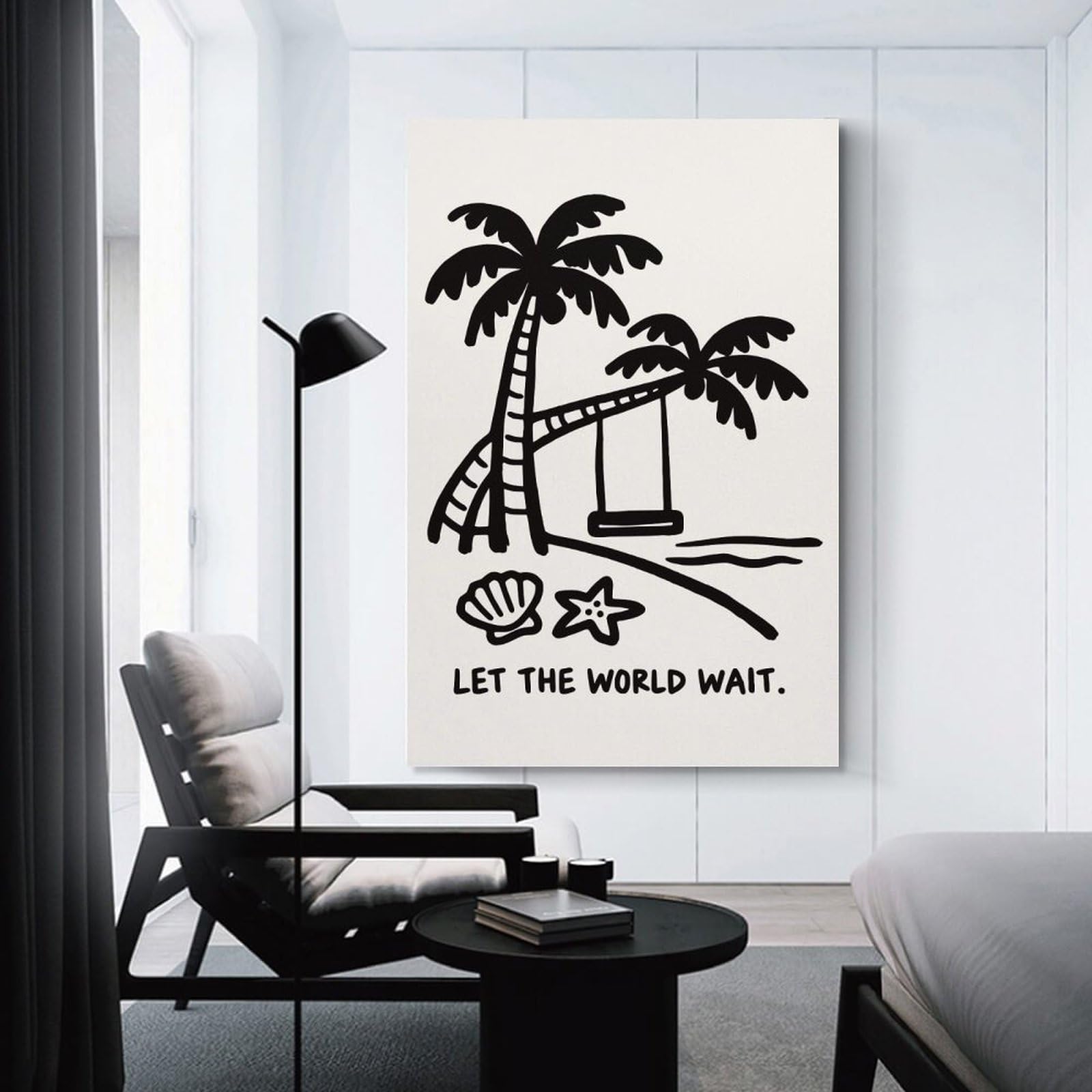 Junmoney Let The World Wait Hanging Wall Art, 24x36inch(60x90cm), for Gallery Wall Decor And Room Displays, Home Wall Art for Statement Displays