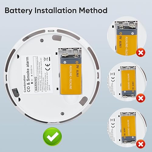 Miniatura 6 de Detector de humo y monóxido de carbono, alarma combinada de humo y detector de monóxido de carbono alimentado por batería, alarma detector de CO con