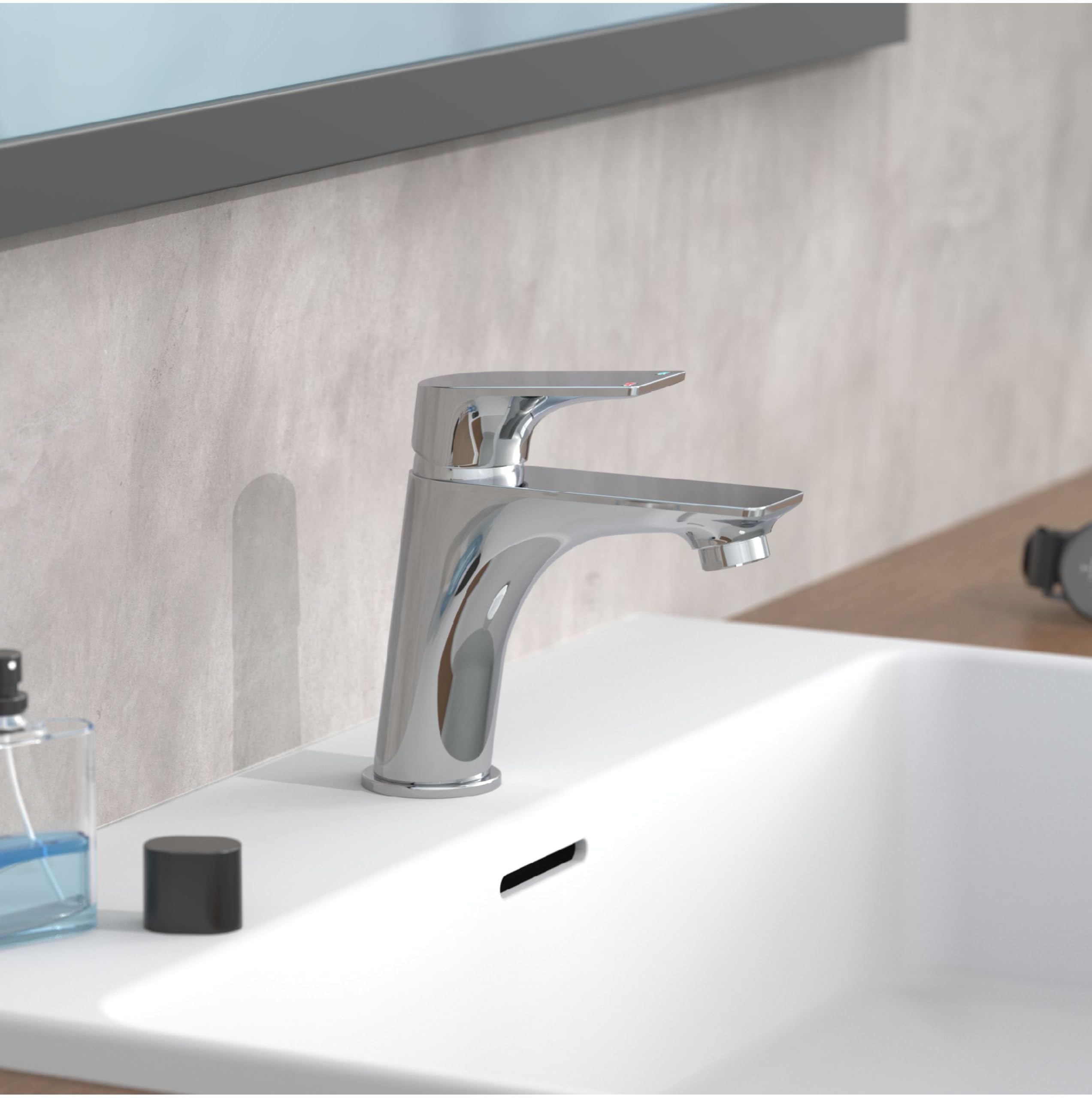 SCHÜTTE Grifo de Baño Cromado BOSTON, Mezclador de Lavabo Moderno con Desagüe Automático