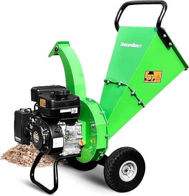 GARDENBEAUT S3 Benzin Häcksler, 7 PS 212 CCM 4-Takt Benzinmotor, max. 76 mm Aststärke, Holz Häcksler Gartenhäcksler — Häcksler