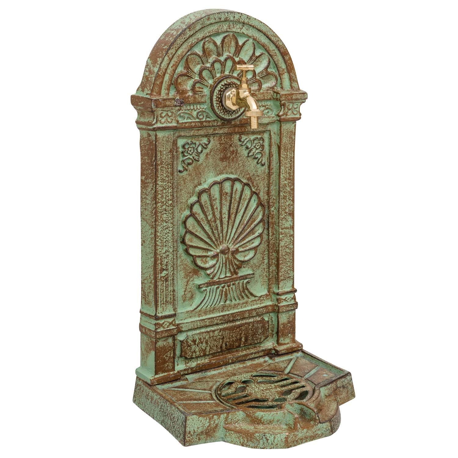 Standbrunnen Brunnen Waschbecken Eisen Wandbrunnen Antik-Stil 69cm grün