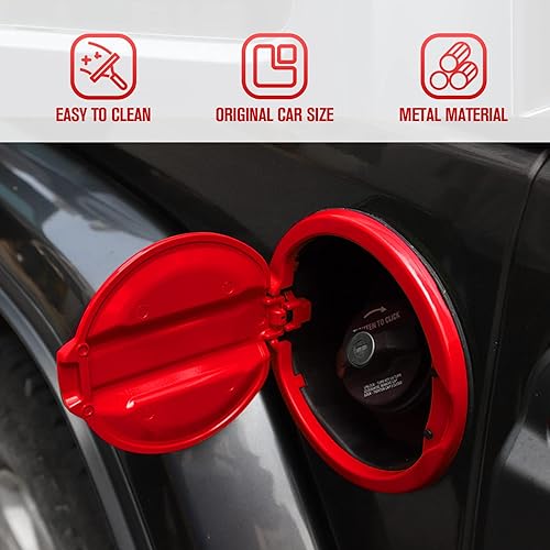 Vista 18 de JeCar Tapa del tanque de gasolina cubierta de aluminio para puerta de llenado de combustible compatible con Jeep Wrangler 2018-2024 JL & Unlimited