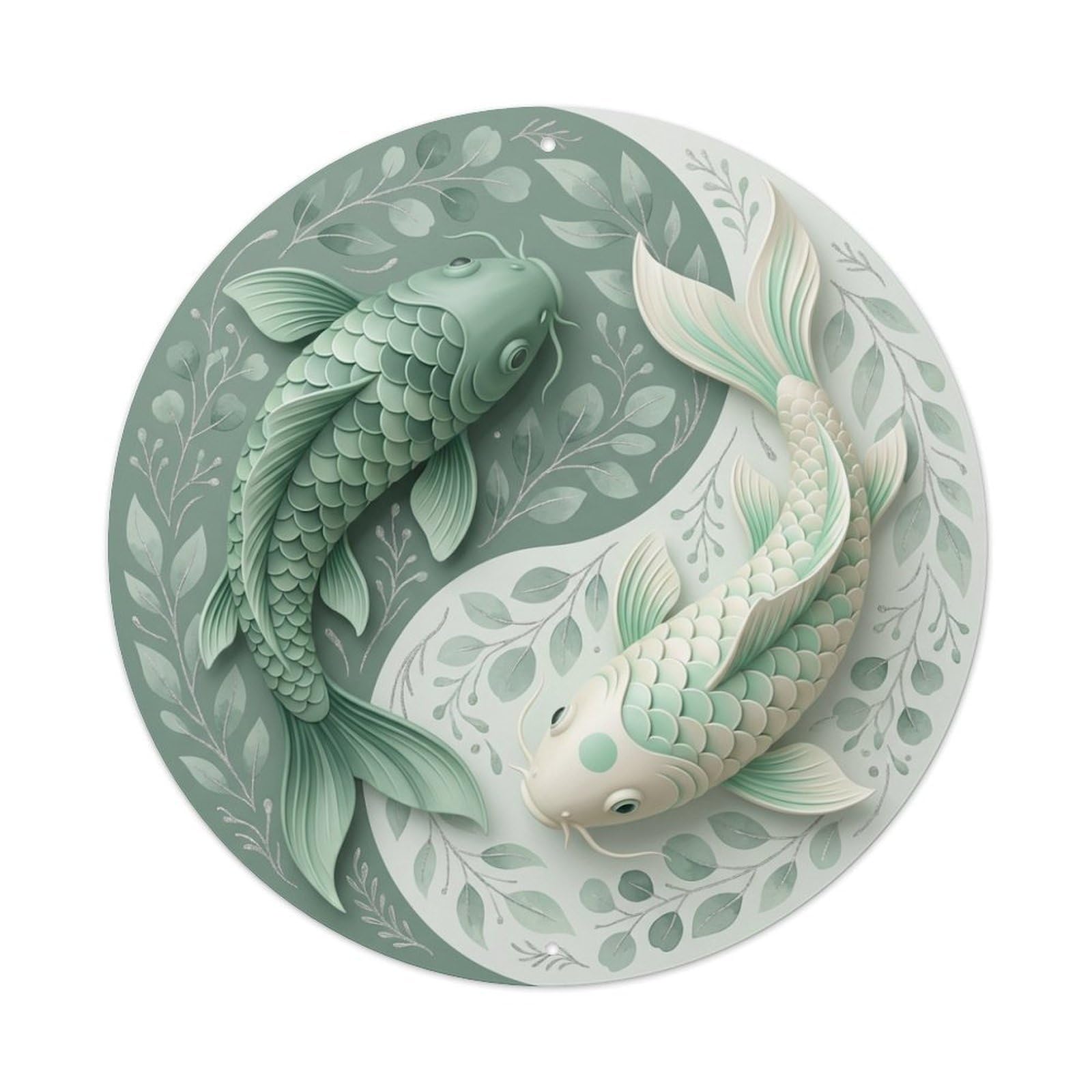 Metal Tin Sign Tai Chi Koi Fish