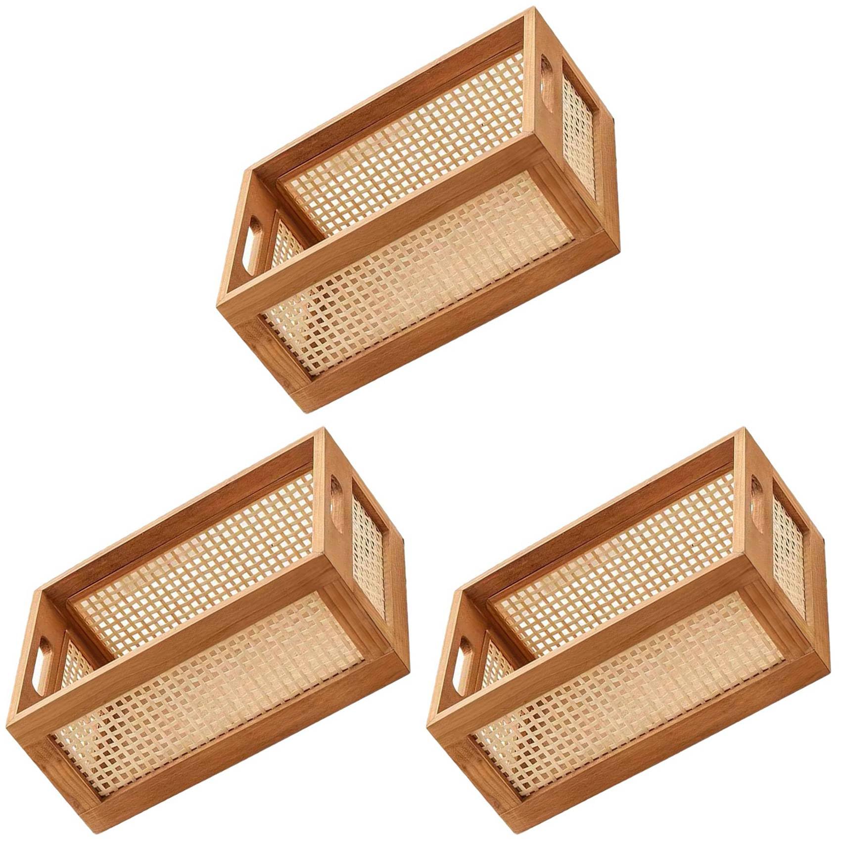 Hndhbfgrt 3X Decorative Basket Book Storage Woven Baskets for Storage Basket Organizing Nursery Bedroom Rattan Bathroom(L)