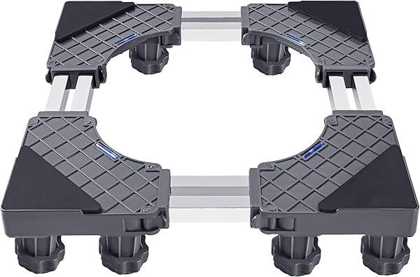 Base universale per lavatrice: base regolabile per lavatrice, asciugatrice, frigorifero da 45-68 cm (tubo d'acciaio a doppio strato + 8 piedi (400 kg)) - 1