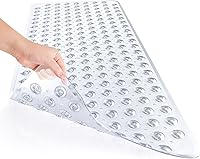AmazerBath Non-Slip Shower Mat 40x16 Inches with 200 Suction Cups & 176 Drain Holes - Safe Tub Mat for Elderly & Kids, Clear