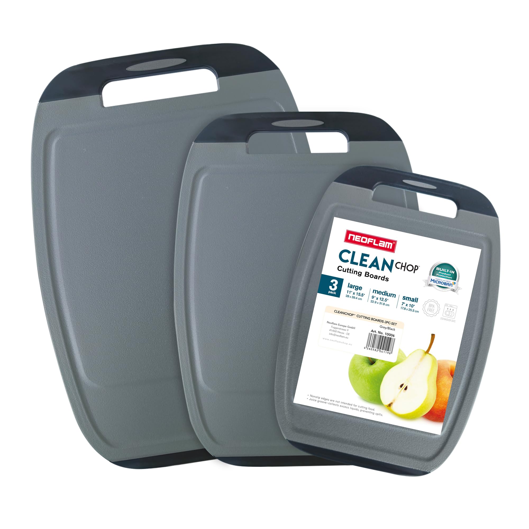 NEOFLAM® Biju – Schneidebrett Set 3tlg., antibakteriell, rutschfest