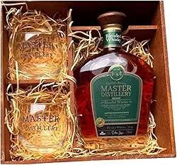 Kit Blended Whisky Com Dois Copos Em Uma Elegante Caixa Mdf