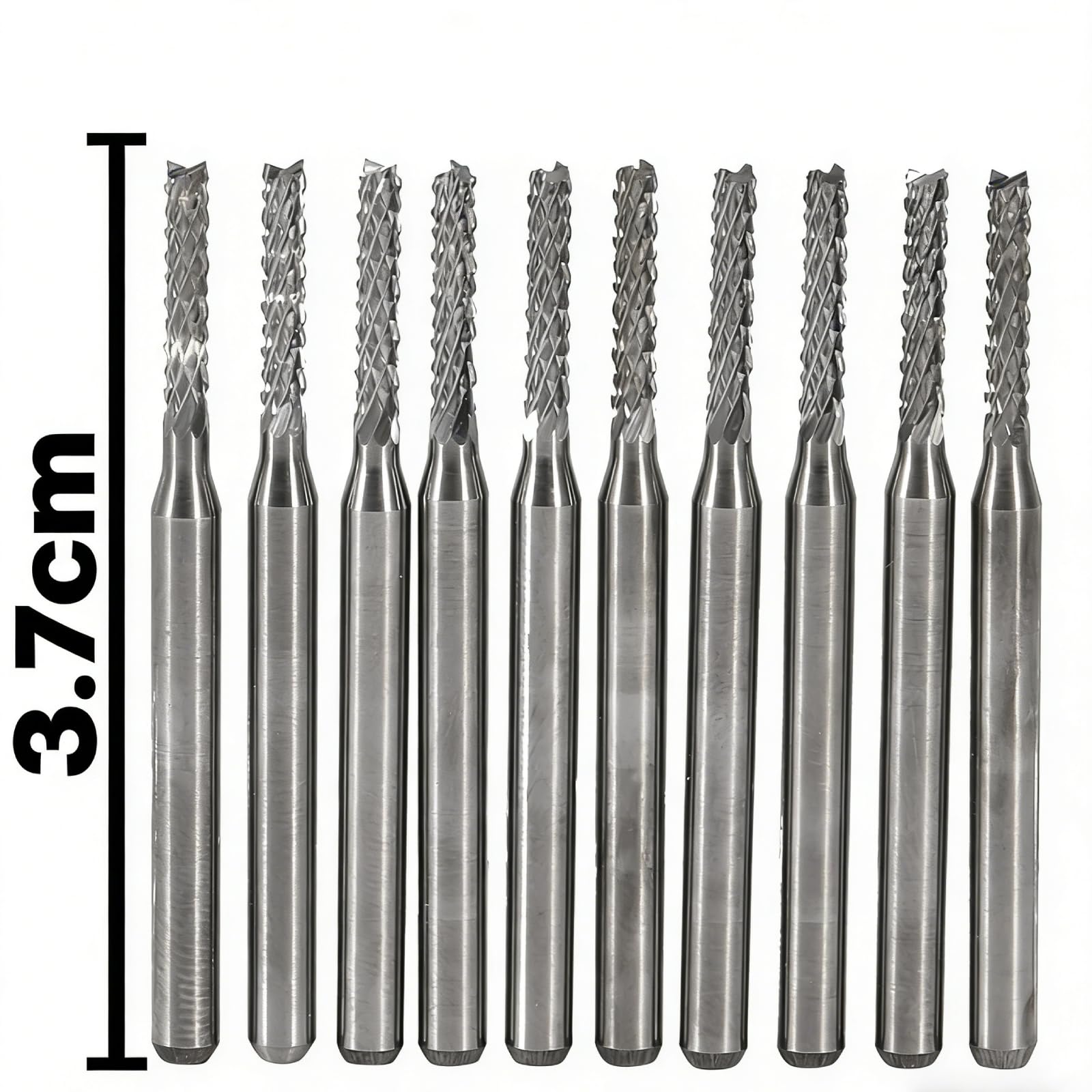Fraises en bout CNC Router Bits - 10pcs 2mm Fraise en bout en carbure cémenté Kit de mèches de gravure Outil de fraisage à queue droite Foret de sculpture SMT/CNC/P-C-B Cutter
