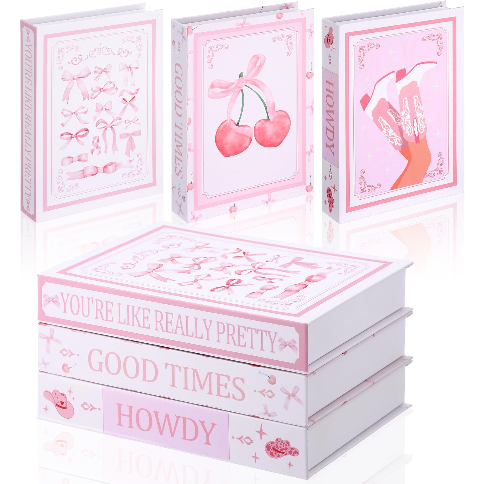 Amazon.com: Weysat 3 Pcs Pink Bow Coquette Decorative Fake Books