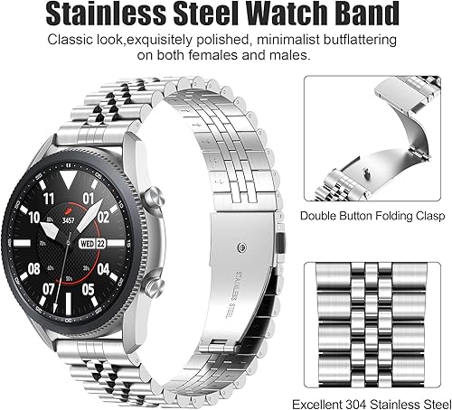 Miniatura 3 de EZMVZKU Correa de reloj de liberación rápida de 0.866 in para SAMSUNGGarminFossilTicwatchAmazfit, correa de repuesto de metal de acero inoxidable