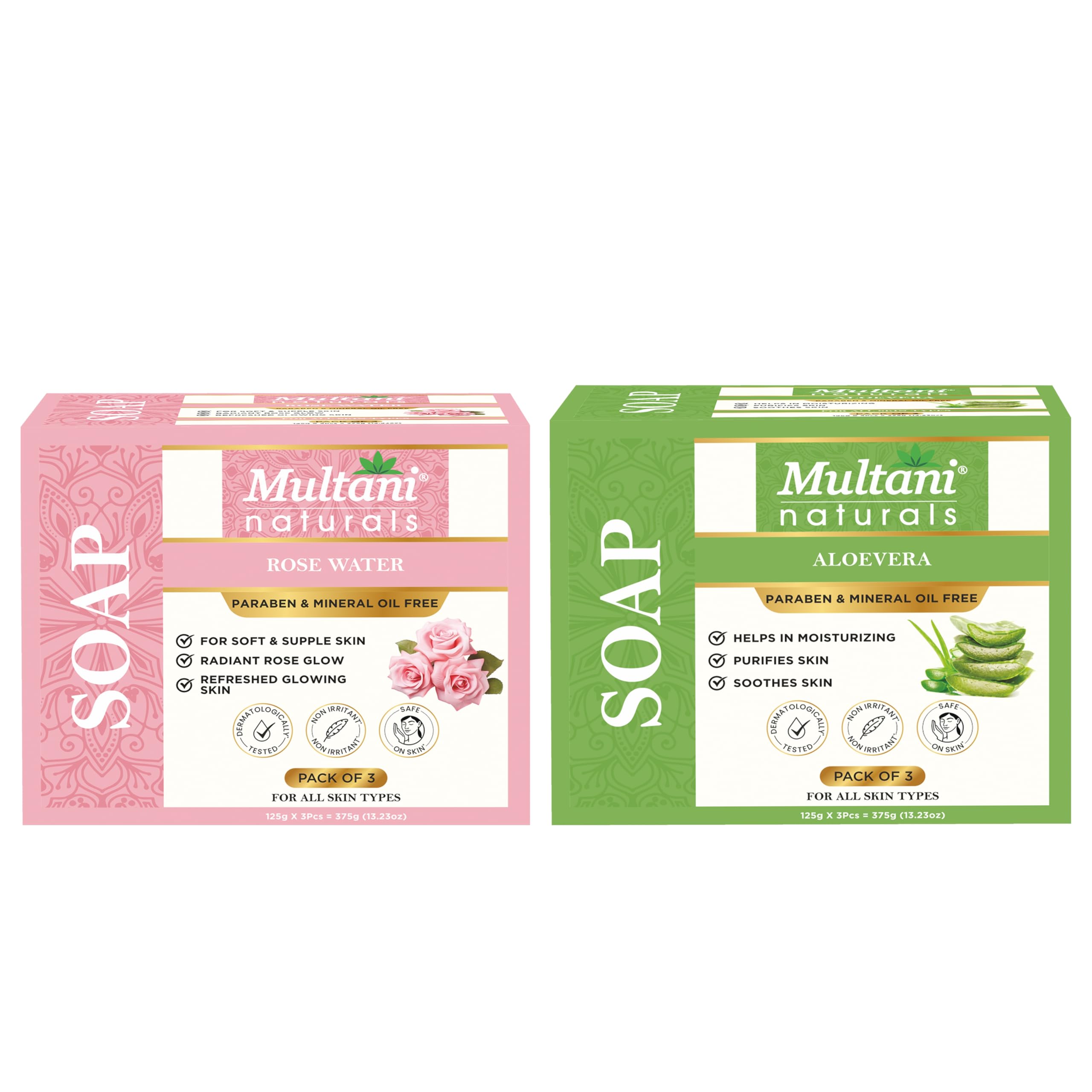 Multani Naturals Rosewater & Aloe Vera Soap Bar For Bath (125gm - Pack of 6) | Paraben Free | Clinically Tested | Herbal Soap Bar with Rose Water & Glycerin | Helps Sooth & Calm Irritated Skin, Hydrate & Softens Skin | For All Skin Types | Soap For Men & Women-picture-18
