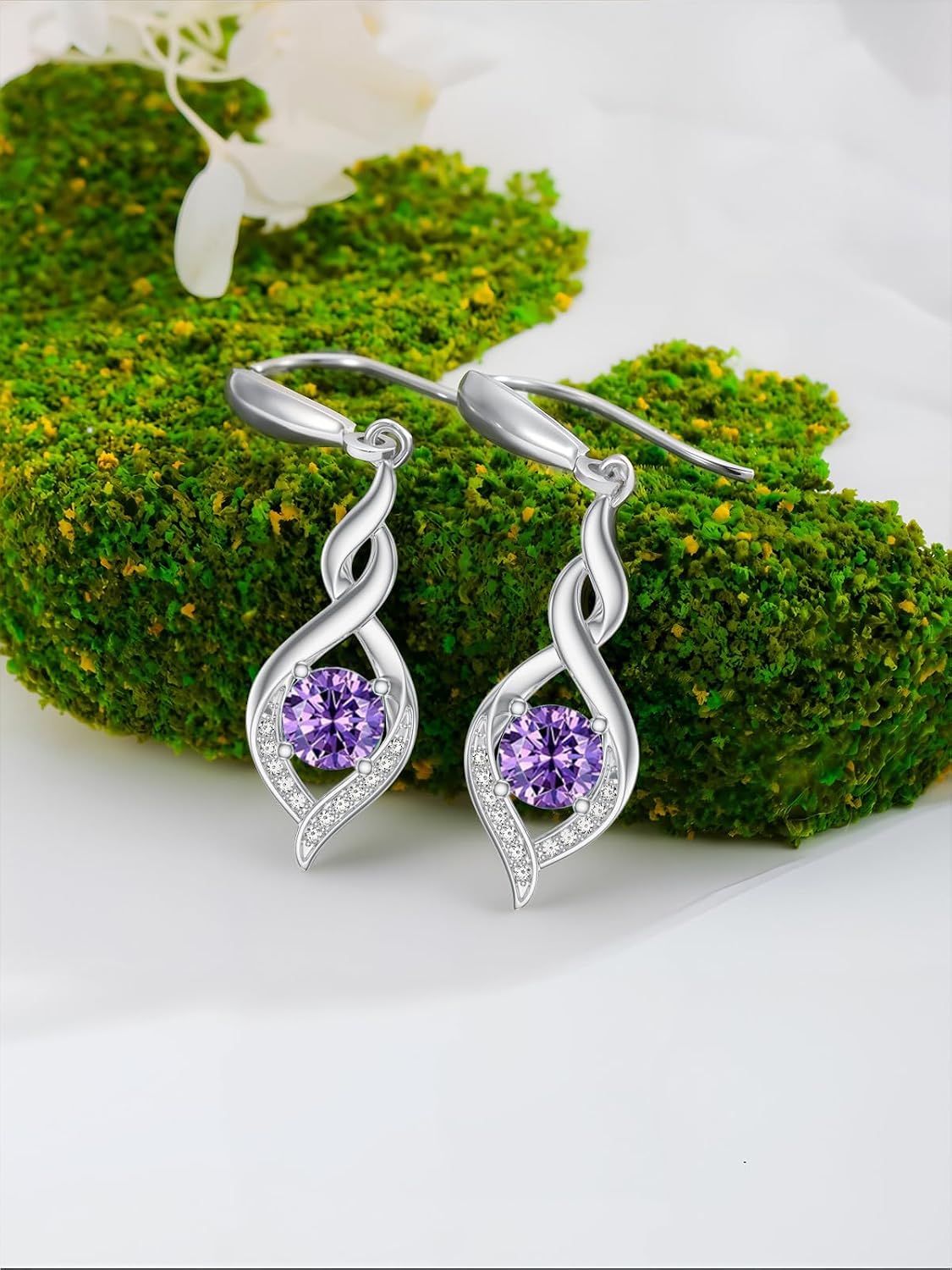 Seiyang Birthstone Earrings 925 Sterling Silver Gemstone Dangle Drop Earrings with 12 Months Birthstone Birthday Jewelry Gifts for Women