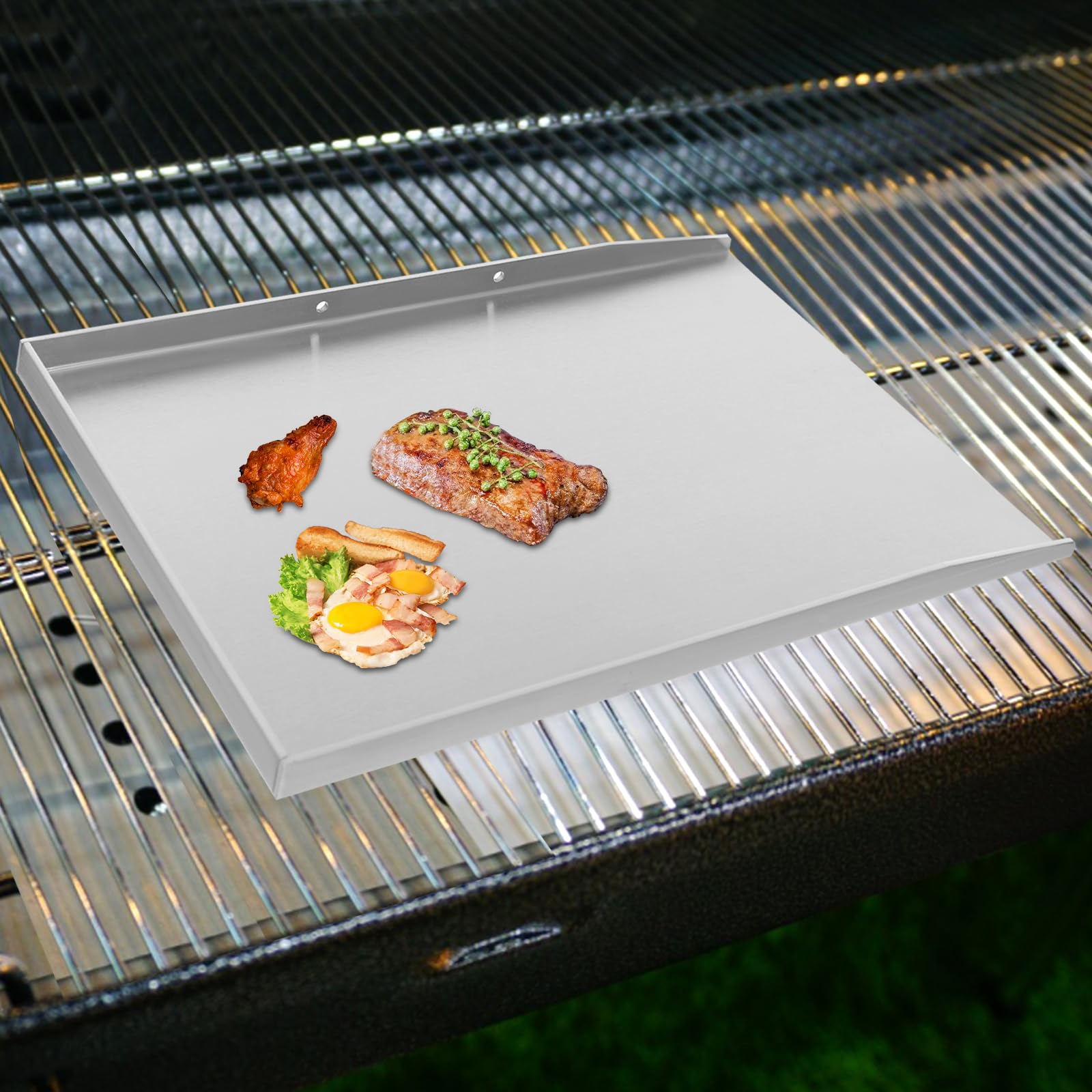 Piastra in acciaio inox, 48 x 34 cm, per forno, barbecue