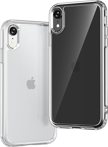 ONES Funda transparente para iPhone XR, PC + TPU híbrido, protección contra caídas de grado militar, antiamarilleo, funda dura de silicona a prueba