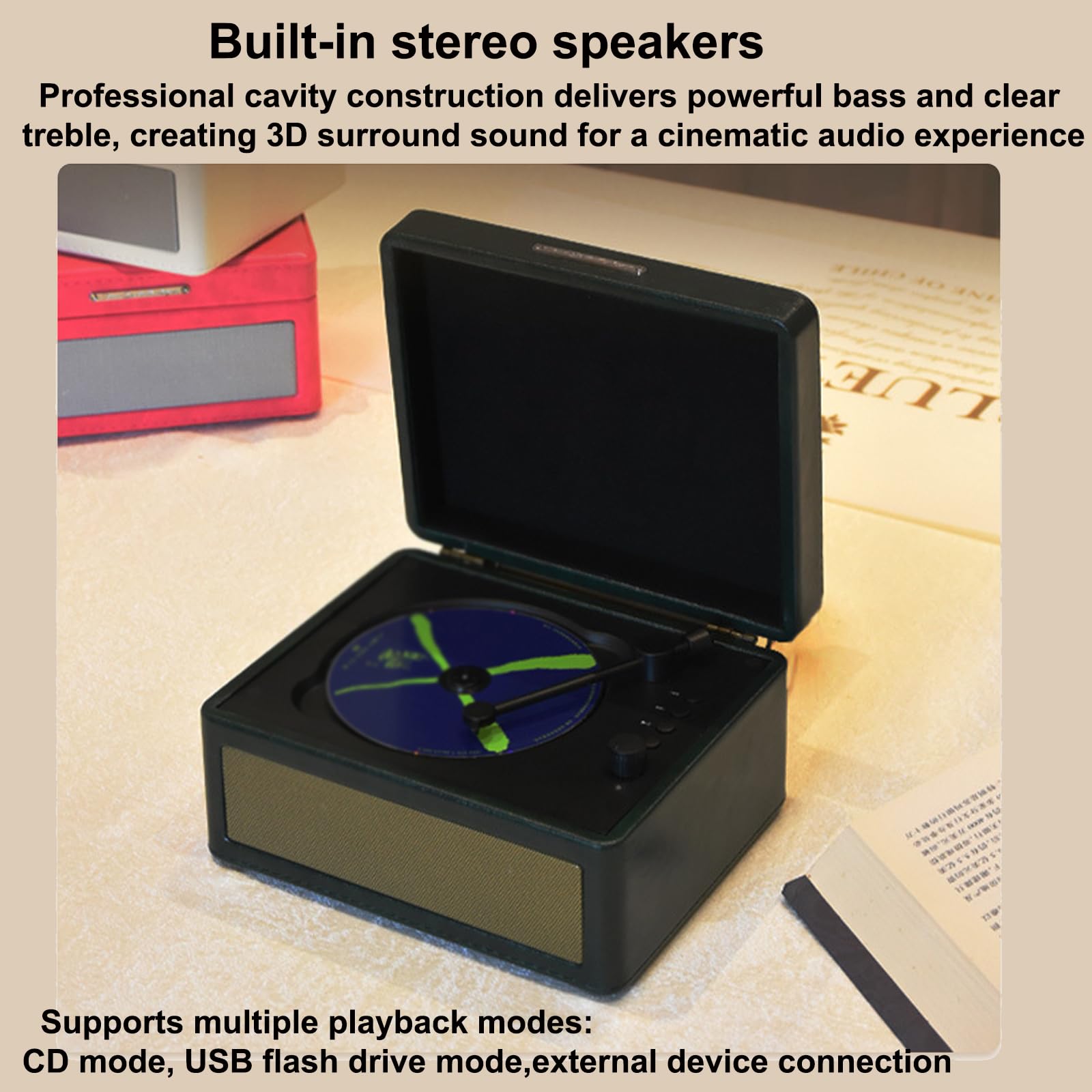 Wielofunkcyjny odtwarzacz CD, przenośny odtwarzacz CD ze sterowaniem pokrętłem, dźwięk przestrzenny 3D, obsługa płyt CD/pendrive USB/kart TF, stabilna wydajność, dla entuzjastów płyt CD