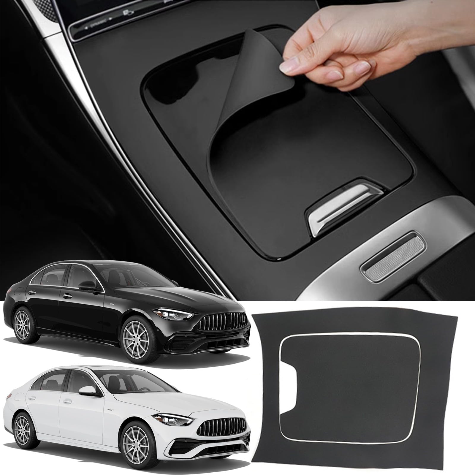 Mittelkonsole Verkleidung Silikon Aufkleber Konsolenabdeckung, Waschbar Innendekorations-Abdeckung Set für Mercedes-Benz W206 C-Class C300 C260 C200 AMG C43 2023 2024 2025 Innenzubehör