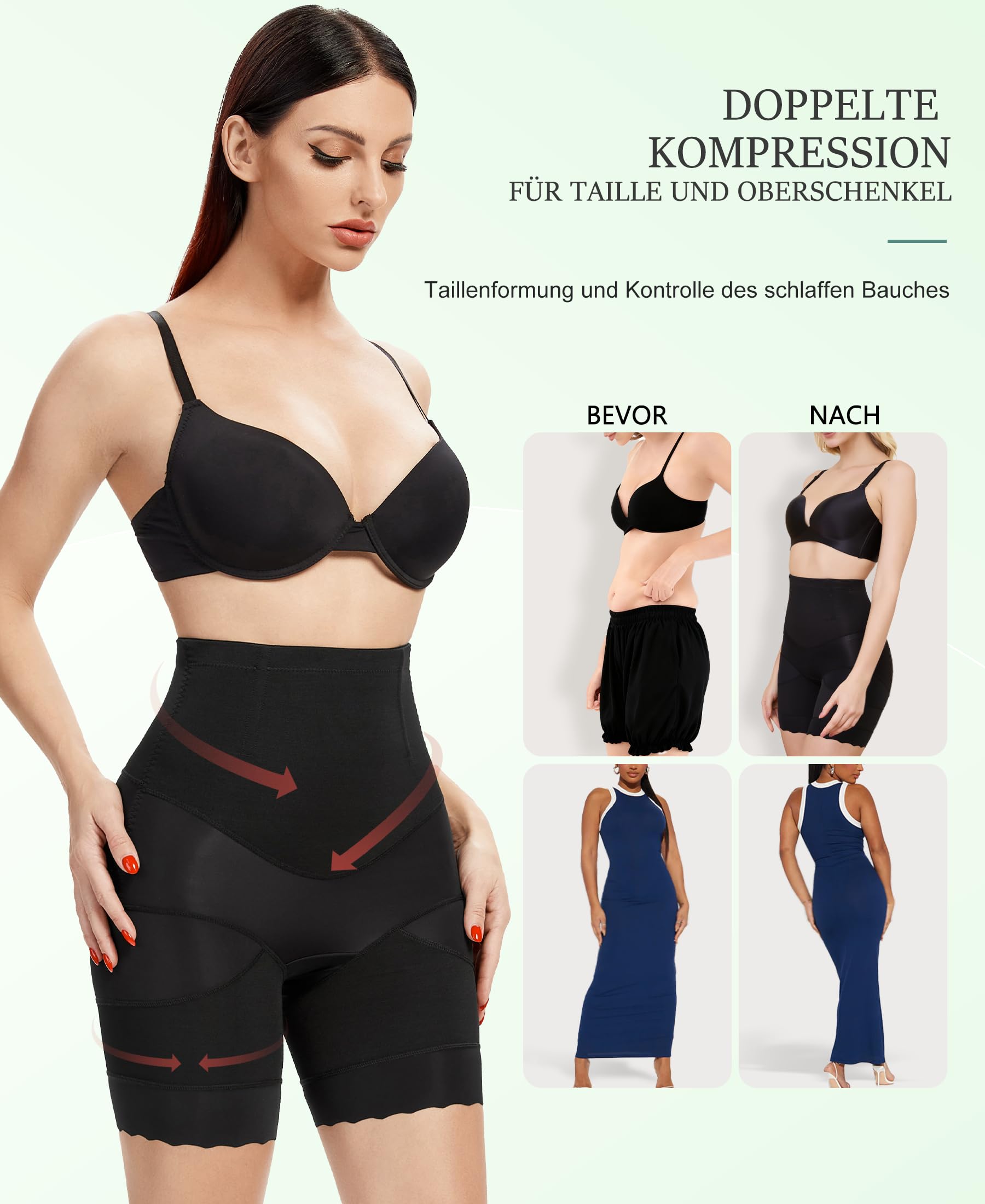 SURE YOU LIKE Shapewear Damen Bauch Weg Hose Hohe Taille Bauchweg Unterhose Formender Shorts Mit Stark Kompression Anti-Scheuer Oberschenkelschlanker Miederpant Mit 3D-Nahtkontur