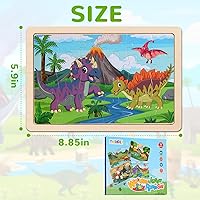 Vista 7 de Rompecabezas de madera de dinosaurios para niños de 3 a 5 años, juego de 4 paquetes con rompecabezas tipo jigsaw de madera de 20 piezas, tableros