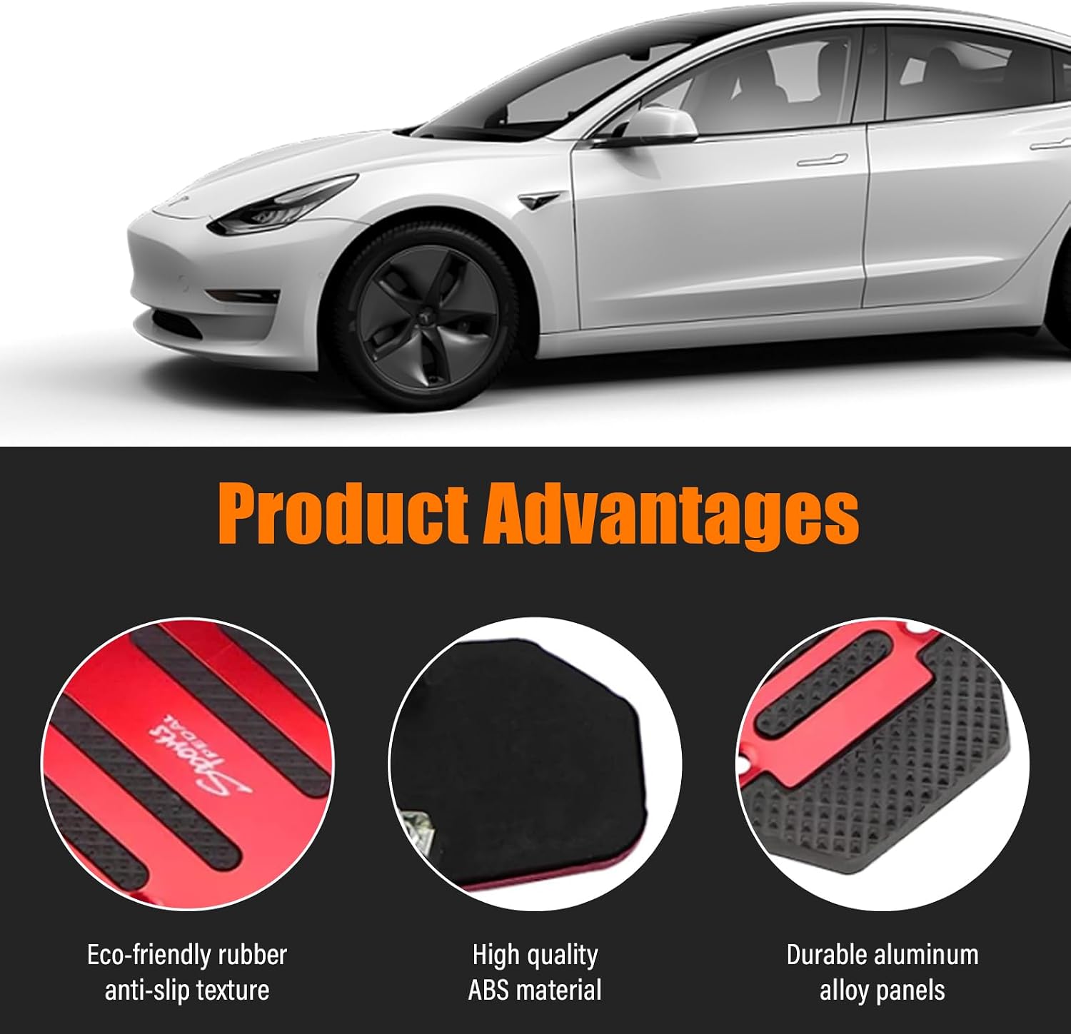 Ziciner 2PCS Non-Slip Car Pedal Pads, Automatic Gearbox Gas Pedal Brake Pedal Cover, Aluminum Alloy Brake Gas Clutch Pedal Kits, Universal Replacement Accessories for Car SUV ATV (Red&Automatic) image 3