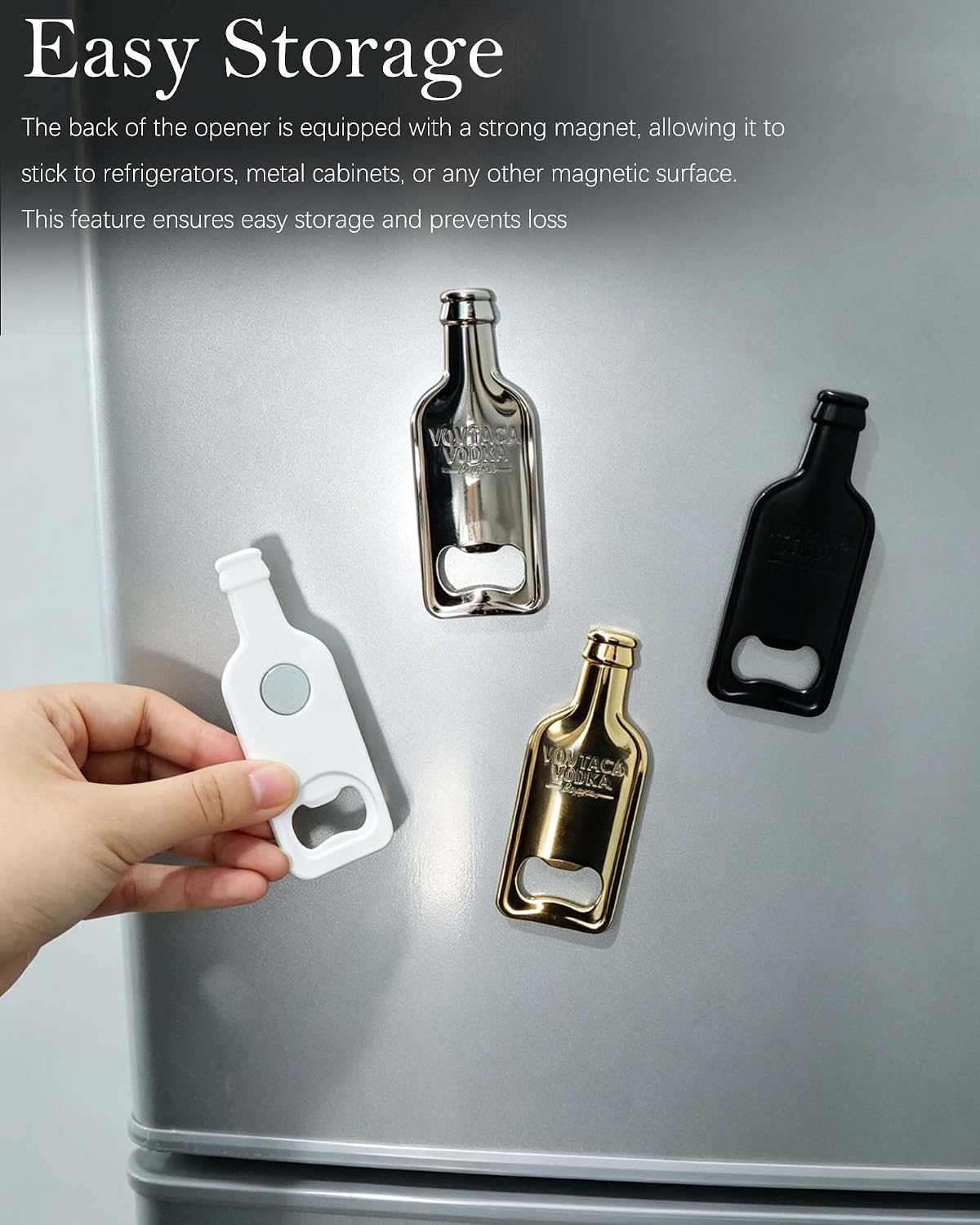 2 Pack Beer Bottle Opener with Magnetic,Minimalist Bottle Shaped Design image 3