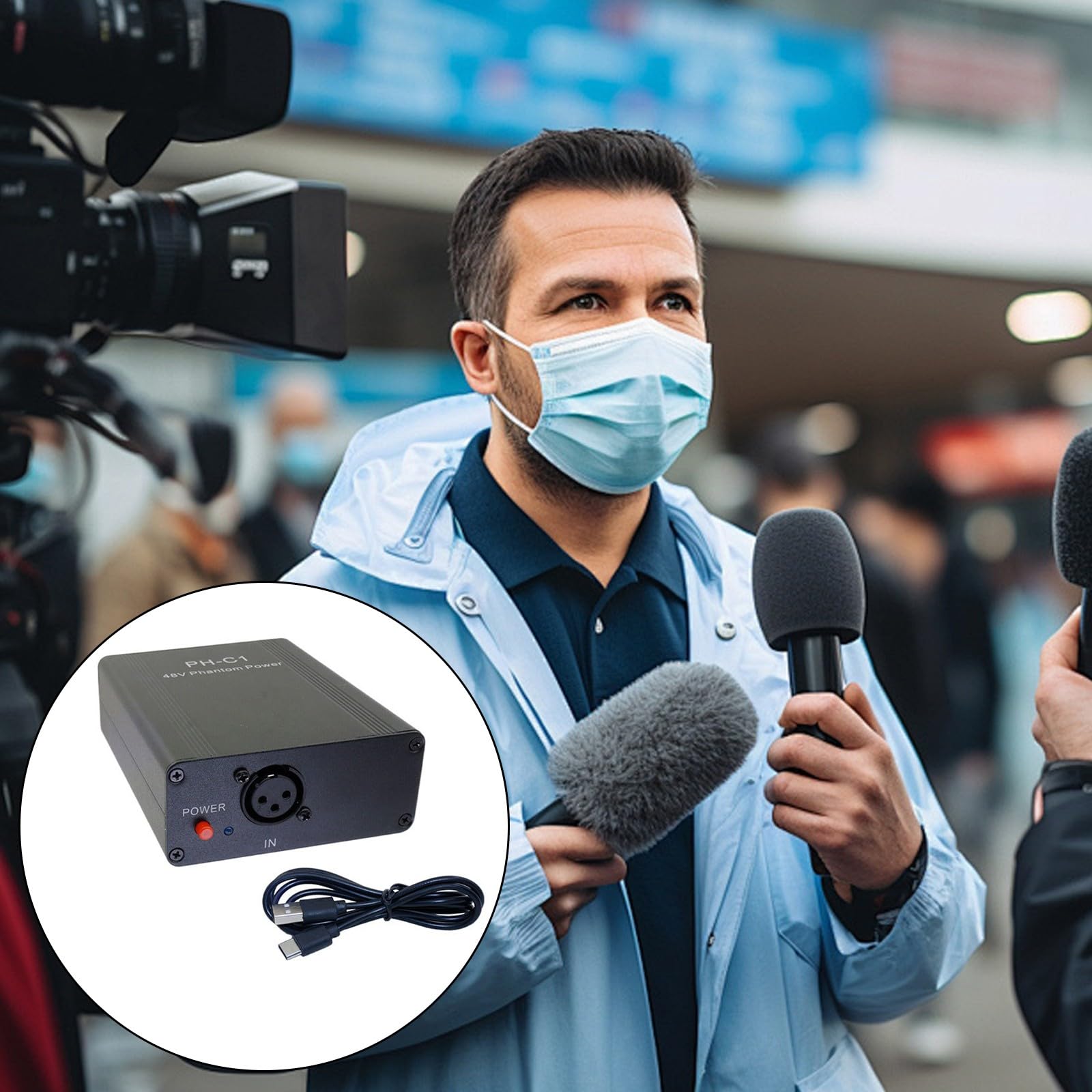 Microfoni portatili del condensatore con il potere di Phantoms 48V incorpora in batteria ricaricabile per il podcast all'aperto