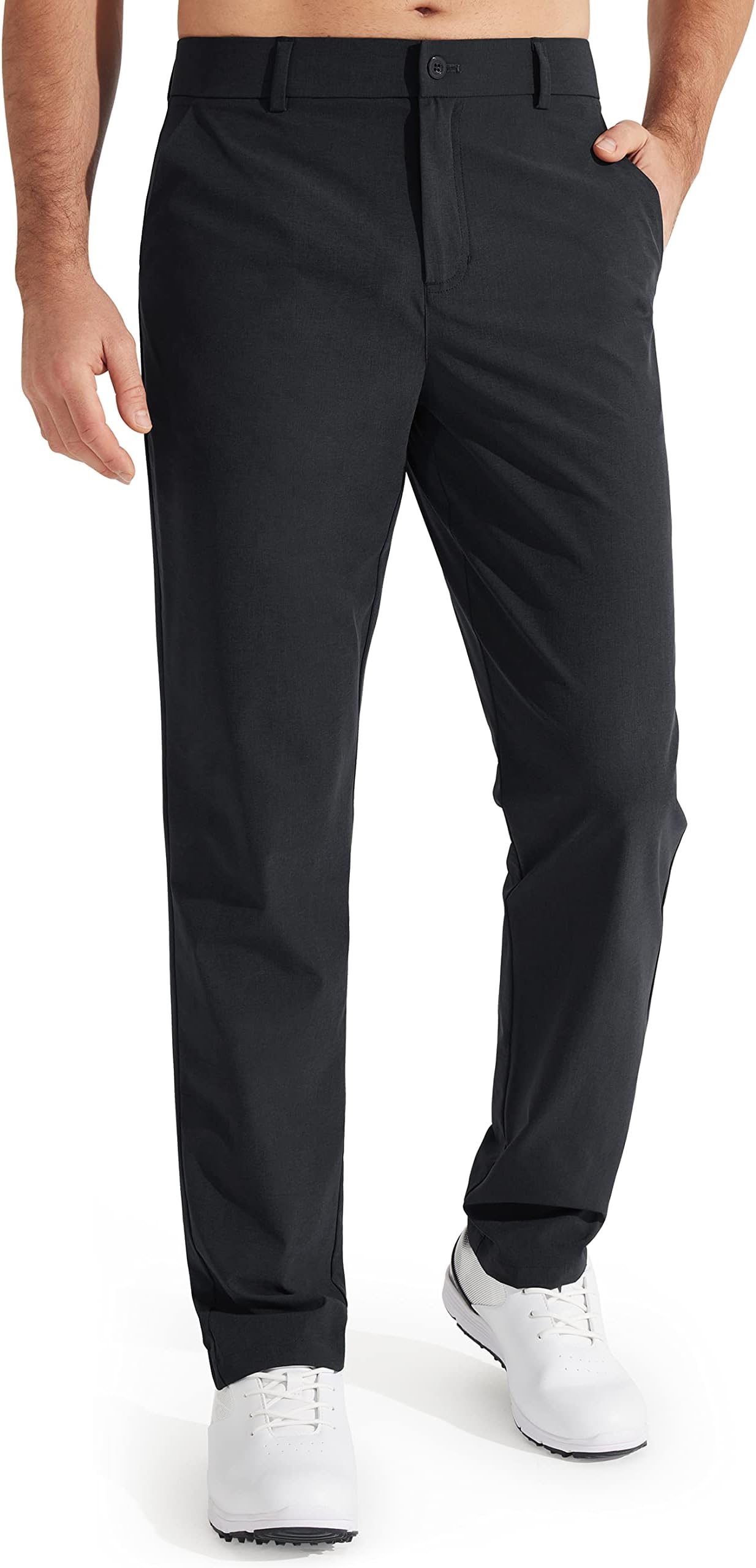 Mens Golf Pants Stretch Work Dress Pants 30"/32"/34" Quick Dry Lightweight Casual Comfy Trousers with Pockets