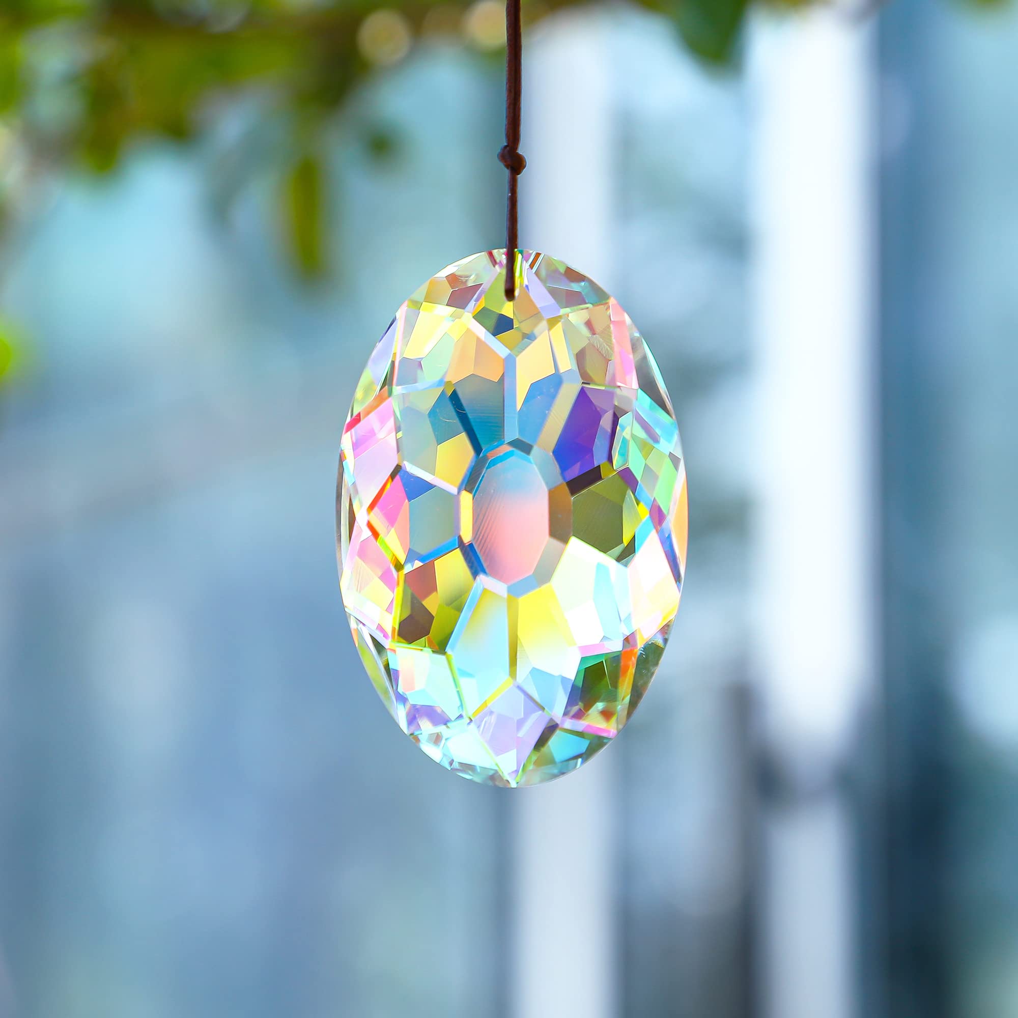AB-Beschichtung zum Aufhängen von Fenstern, Kristallprismen, Sonnenfänger, Regenbogenmacher, Glas, hängende Ornamente für Haus, Garten, Dekoration (89 mm, 8,9 cm)