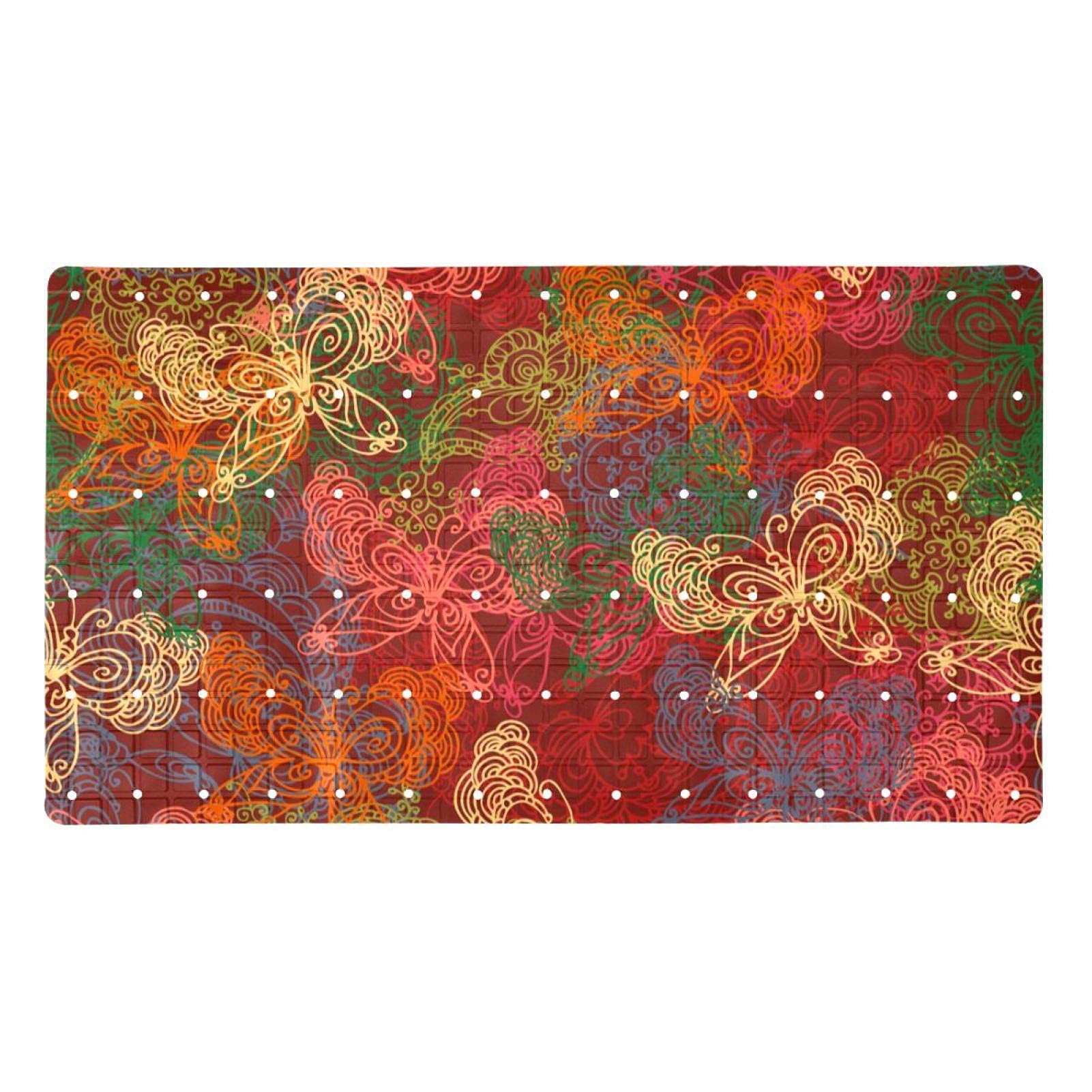 Alfombrilla de baño de mariposa roja para duchas infantiles seguras