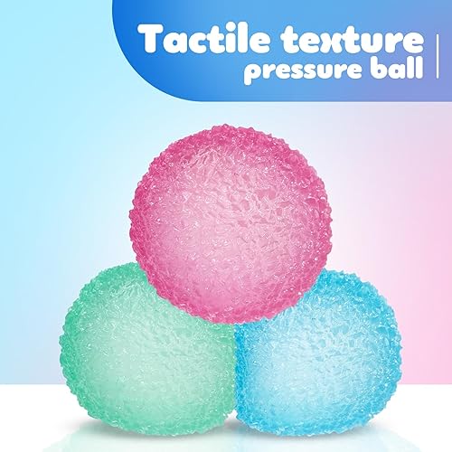Miniatura 6 de 3pc Stress Balls for Adults, Squishy Ball Sensory Textured Memory Gel Fidget Toys for Kids/Adults Hand Exercises, Anxiety Relief Squeeze Ball for