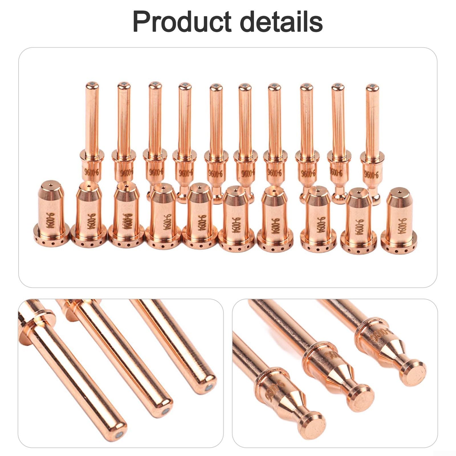 20-teiliges Plasma-Verbrauchsmaterial-Set für Sl40 Taschenlampe, kompatibel mit thermischer Dynamik für Cutmaster 42 und 12 Plus, inklusive 10 Elektroden 9-0096 und 10 Düsen 9-0094