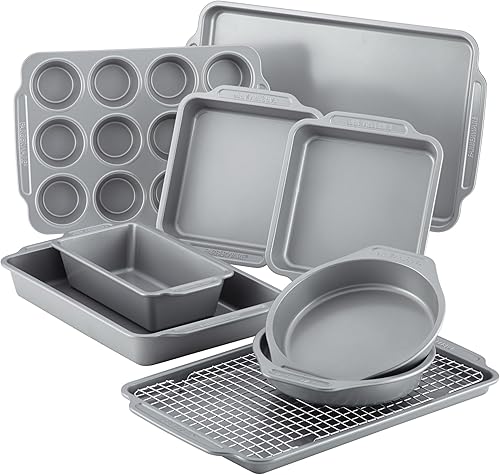 Farberware Juego de utensilios para hornear de acero antiadherente con estante de enfriamiento bandeja para hornear y bandeja para galletas con