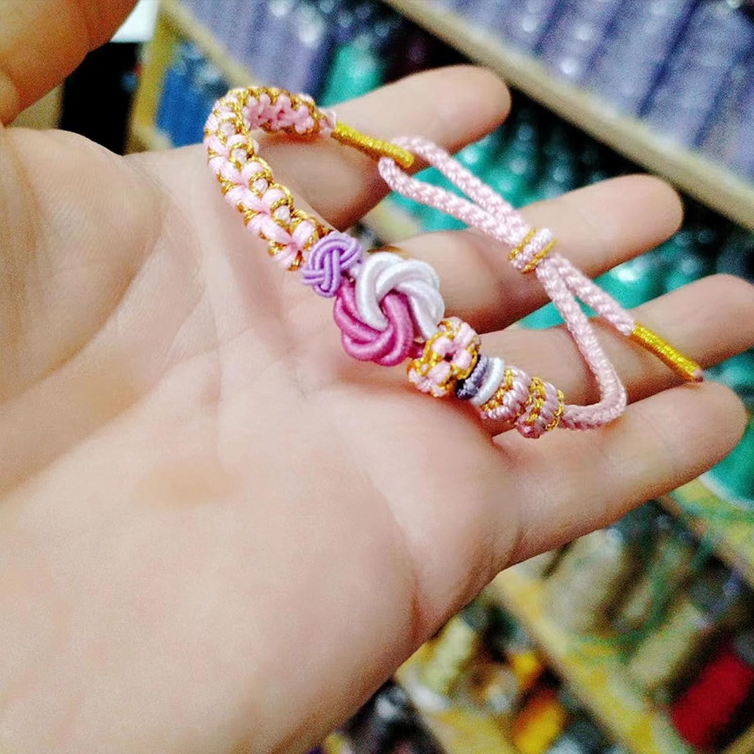 For Granddaughter - A Link That Can Never Be Undone Peach Blossom Knot Bracelet, Granddaughter Bracelet from Grandma Always Be Brave And Be Strong Adjustable Braided Bracelets for Women Jewelry - Image 5