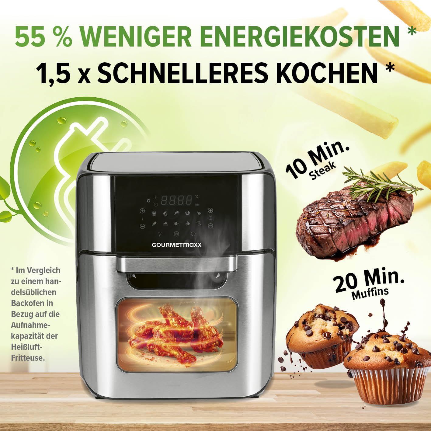Gourmetmaxx Frytkownica, Stalowy/Czarny, 12 l