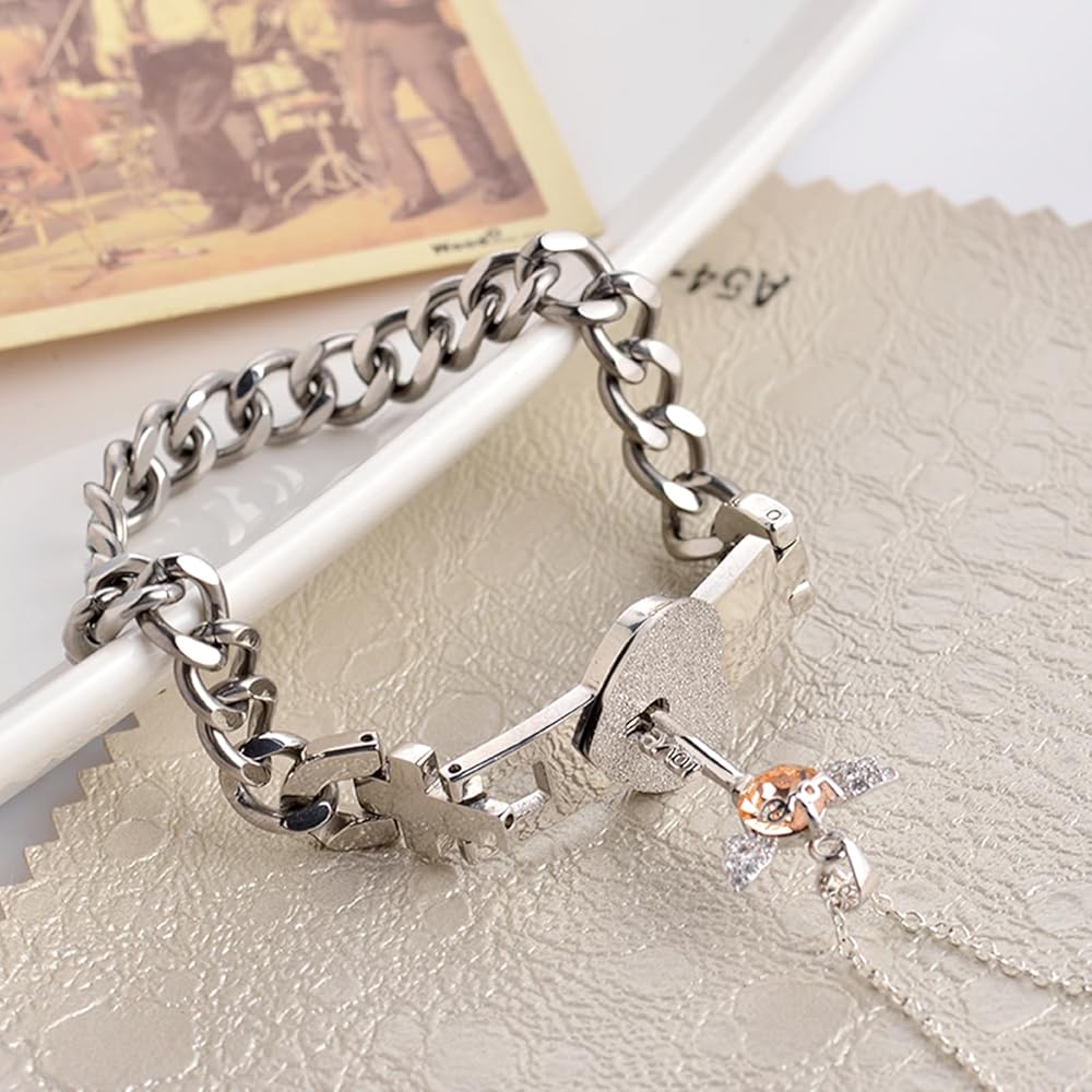 ブレスとネックレス　2点で Amazon | [Flongo] 鍵＆錠 カップル アクセサリー ブレスレット