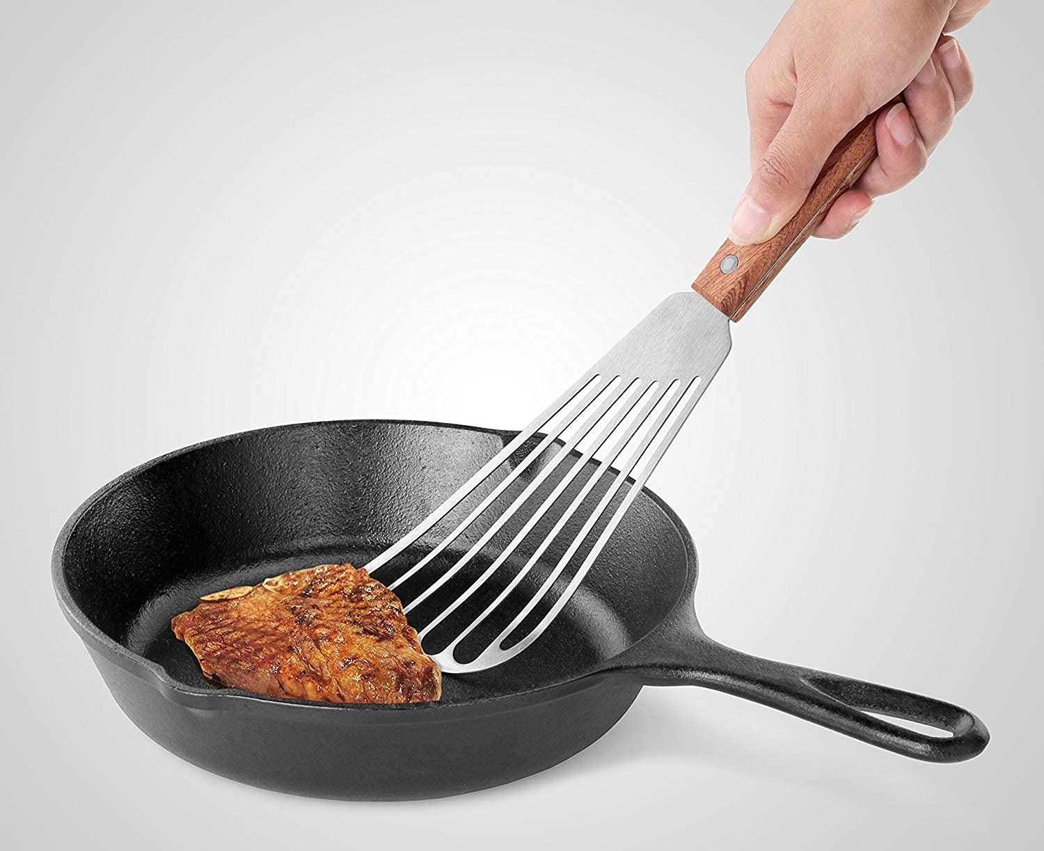Ramkuwar with device of R Fish Spatula 2-Piece Stainless Steel Slotted Turner for Flipping, Turning, Frying & Grilling, Metal Slotted Spatulas Kitchen Cooking Turner D Small 28 cm +Big 32 cm 1