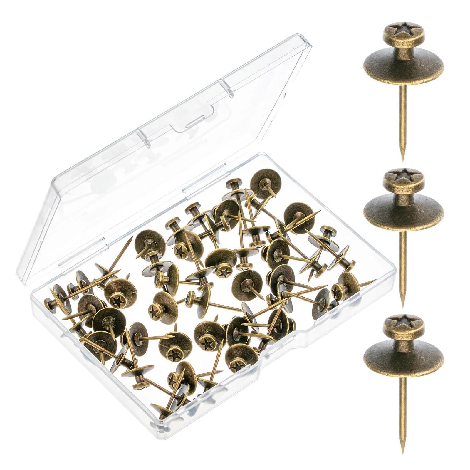 Cute Push Pins 100Pcs Picture Hangers Nails Long Thumb Tacks Wall,Hanging Pictures Push Pins Hooks for Drywall Photo Office Home Decor(Bronze)