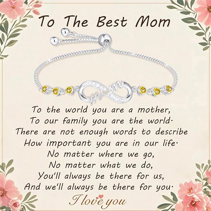 Gifts for Mom Silver Bracelets for Mothers day Birthday Thanksgiving Christmas Gifts from Son Daughters