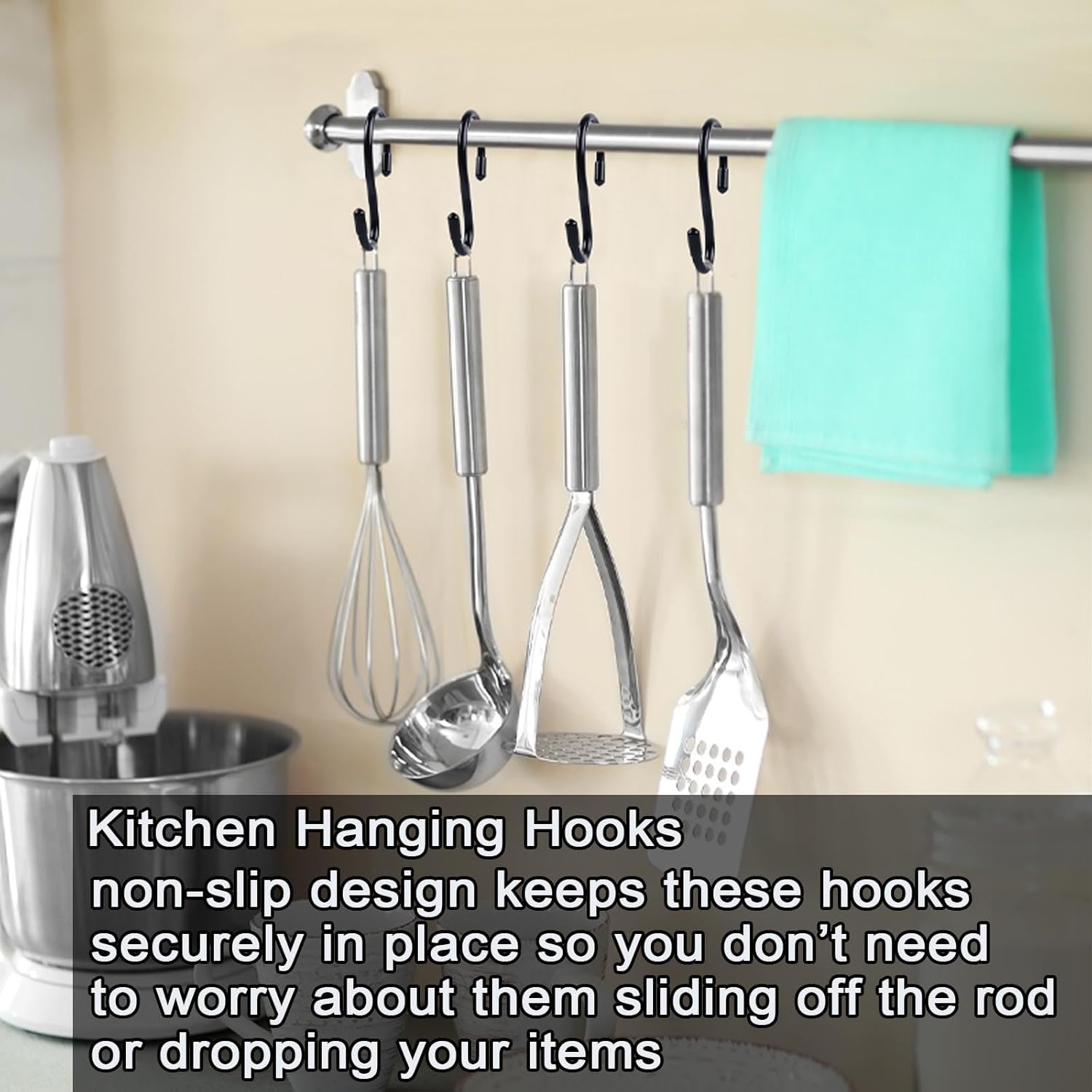 Dreecy 20 Pack 3 Inch S Hooks, Heavy Duty Steel S Hooks with Black Rubber Coating, Non-Slip, 20 Pounds Max Weight, Utility Hooks for Hanging Plants, Clothes, Pots, Pan, etc.