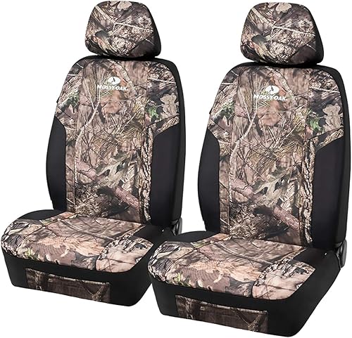 Fundas Mossy Oak para asiento de automóvil, diseño de camuflaje, compatible con bolsa de aire, ajuste universal, se adapta a la mayoría de los