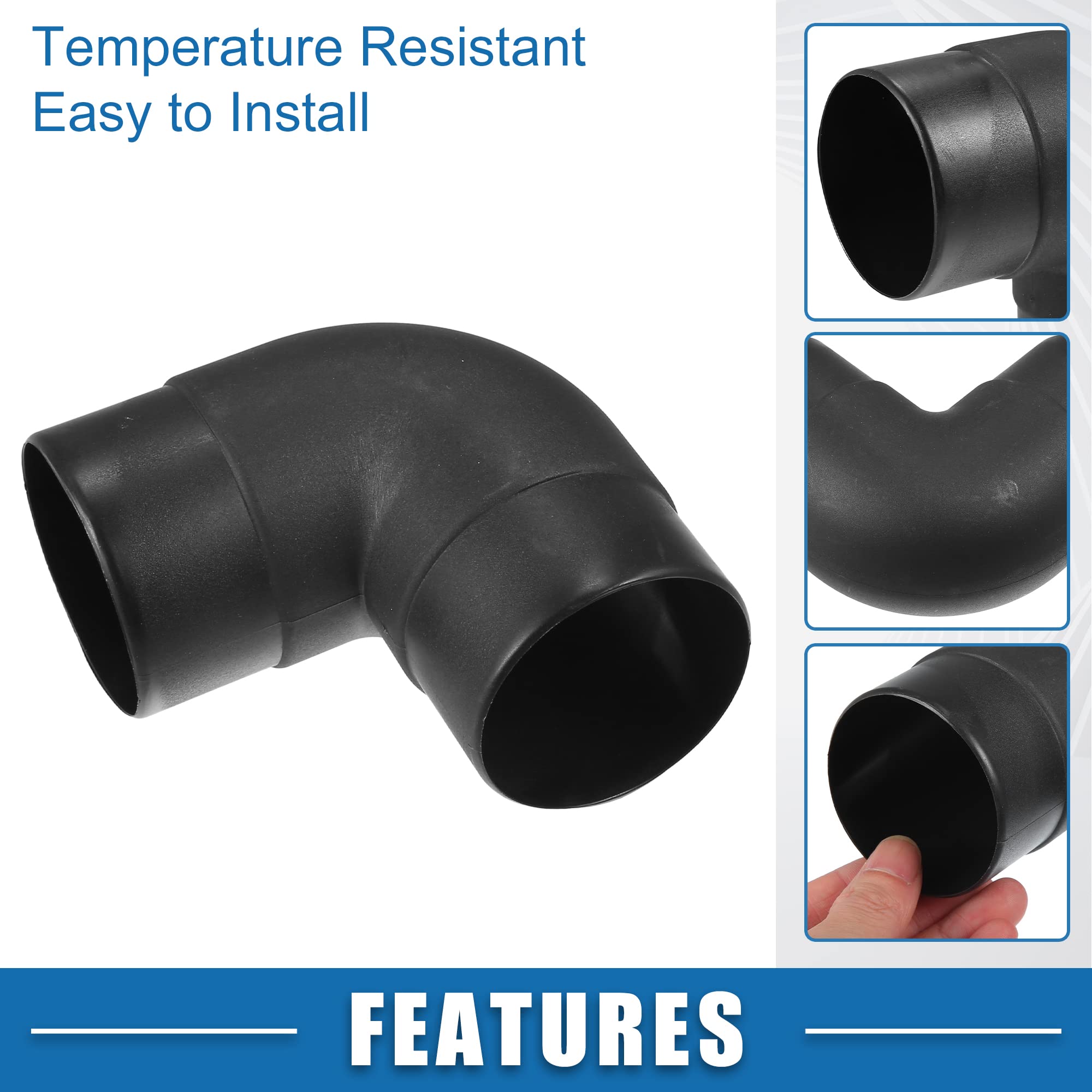 Diesel Heater 90 Degree Elbow Car Air Diesel Heater Duct Car Heater Warm Air Ducting Pipe Elbow Outlet Double Connector 2.36'' 60mm OD Black (Set Of 2 3 Inch Duct Elbow