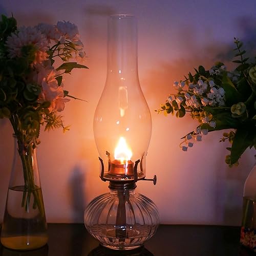 Miniatura 2 de Lámpara de aceite para chimenea, base de 3 pulgadas por 10 pulgadas de altura, pantalla de lámpara de queroseno, lámpara alta para huracán, chimenea