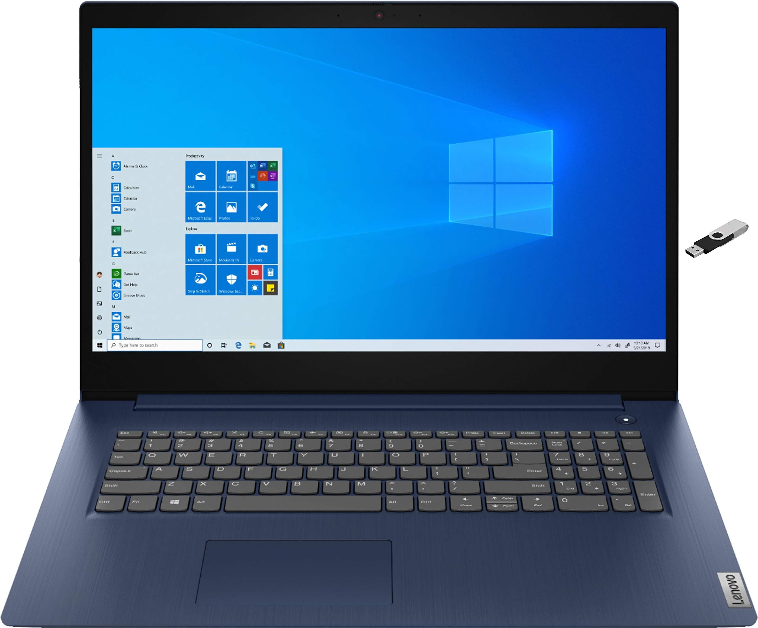 2021 Newest LENOVO IdeaPad 3 17.3" HD+ Business Laptop Intel i5-1035G1 20GB RAM DDR4 512GB M.2 SSD Intel UHD Graphics HDMI USB 3.2 Bluetooth Webcam Windows 10 in S Mode w/ Ontrend 32GB USB Drive