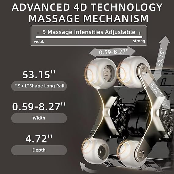MassaMAX 4D Full Body Massage Chair for Daily Comfort Upgrade-Yoga Stretch, AI Voice Control, 55 SL Track, Zero Gravity, Extendable Footrest, 15 Modes, Foot Rollers, Waist & Calves Heating with Cover