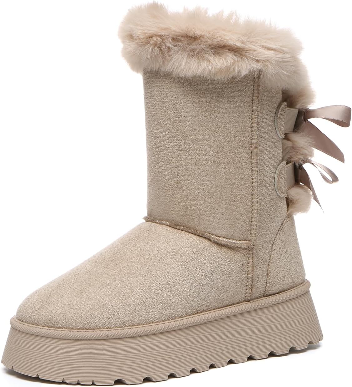 Bernal Mid-Calf Snow Boots for Women Platform Faux Fur Boots Slip-On Warm Comfortable Ankle Outdoor Shoes