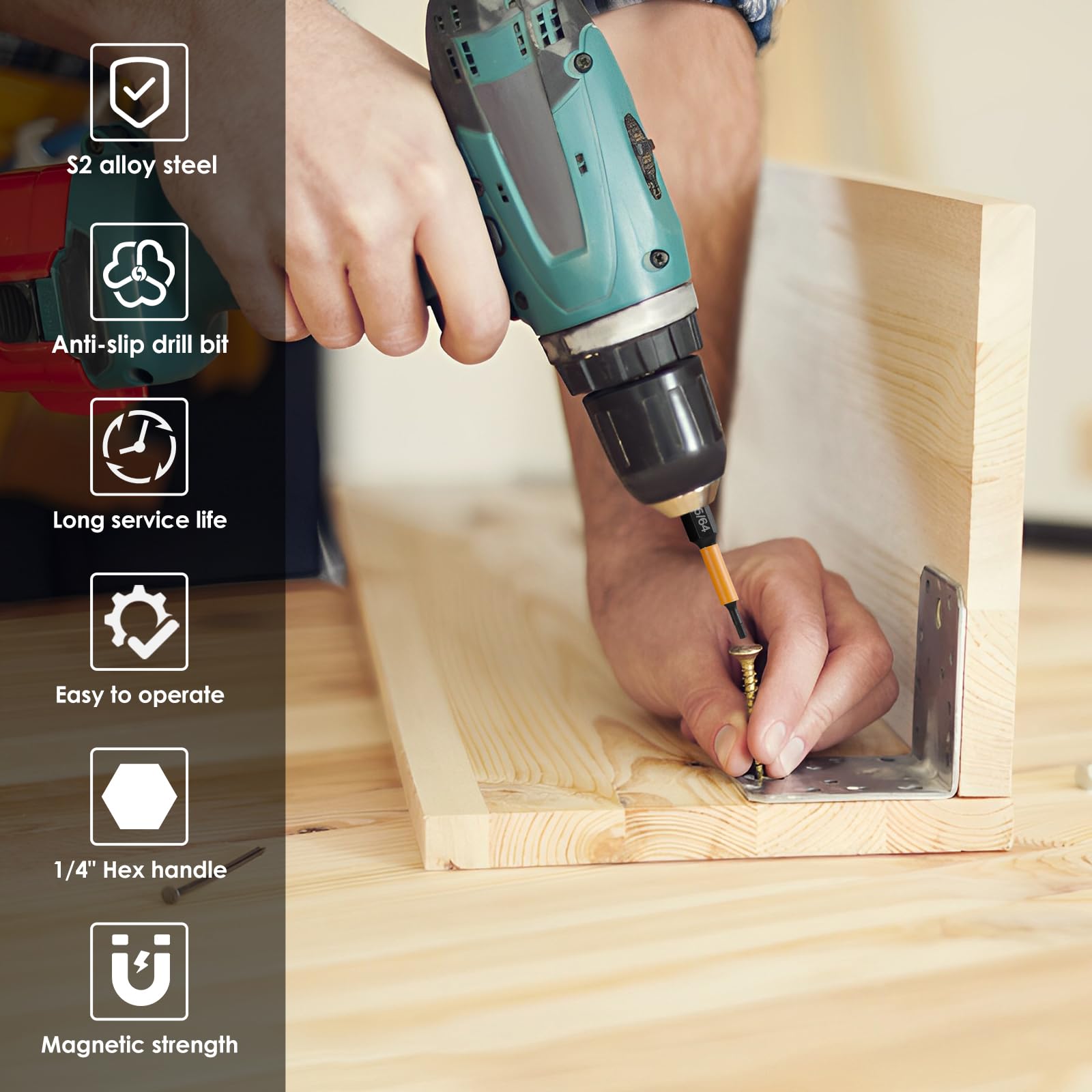 40 Pcs Impact Hex Head S2 Alloy Steel Allen Wrench Drill Bit Torque Efficient Hex Wrench Drill Bit Heavy Duty Impact Magnetic Bits Set Suitable for Home